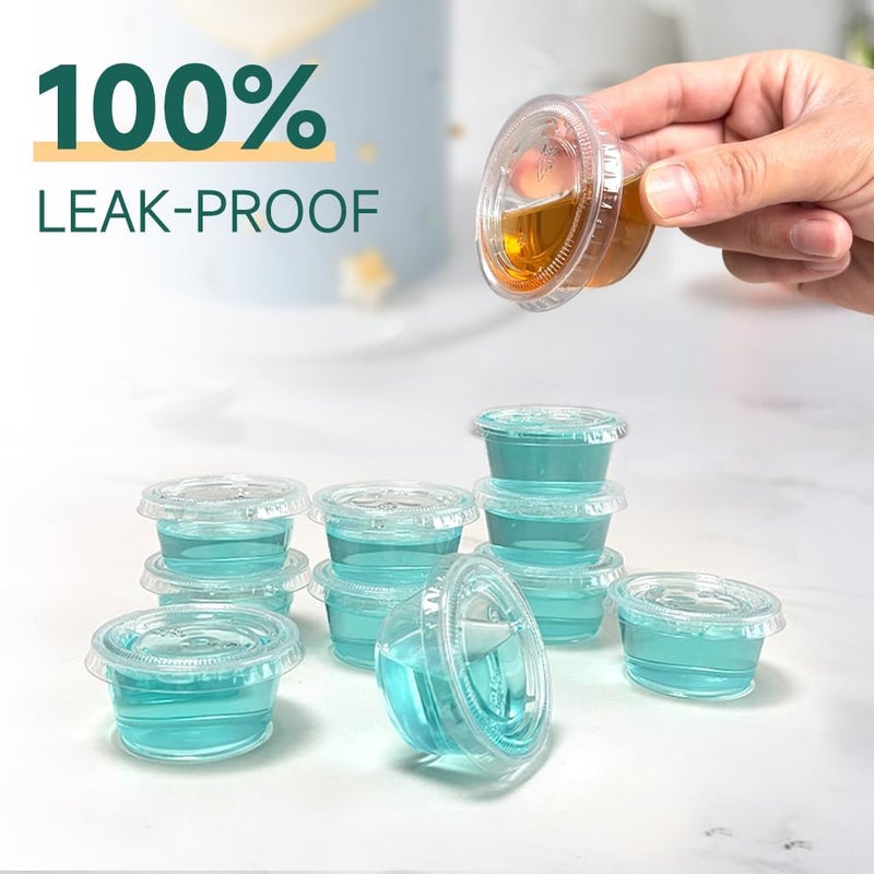 SUCITY 520 عبوة - أكواب بلاستيكية disposable سعة 2 أونصة مع أغطية، أكواب جيلو شوت، صلصة السلطة، حاويات بلاستيكية صغيرة لتحضير الوجبات، الصلصات، وتذوق العينات...  - Image 5